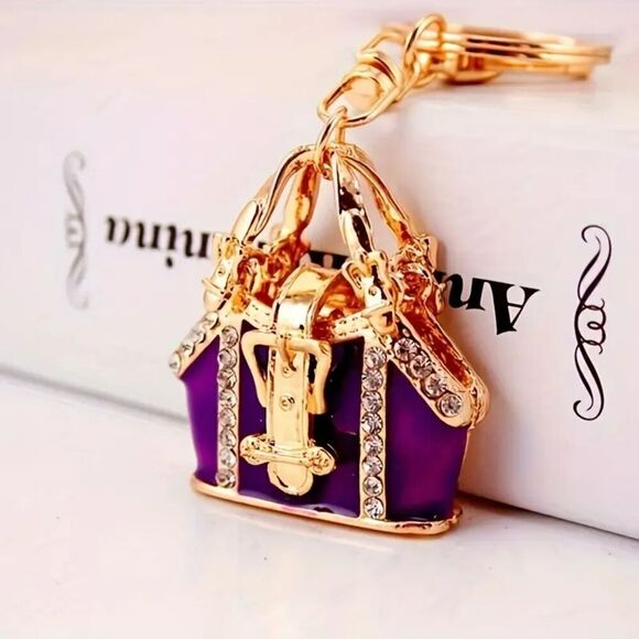 NWOT - Enamel Pink and Gold Tone Mini Handbag Purse Charms - Picture 16 of 16